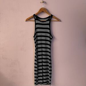 Charlotte Russe Black & White Striped Bodycon Mini Dress Size M GUC